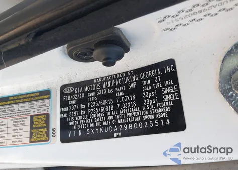 2011 Kia Sorento Ex V6 из США, поврежденный, VIN 5XYKUDA29BG025514